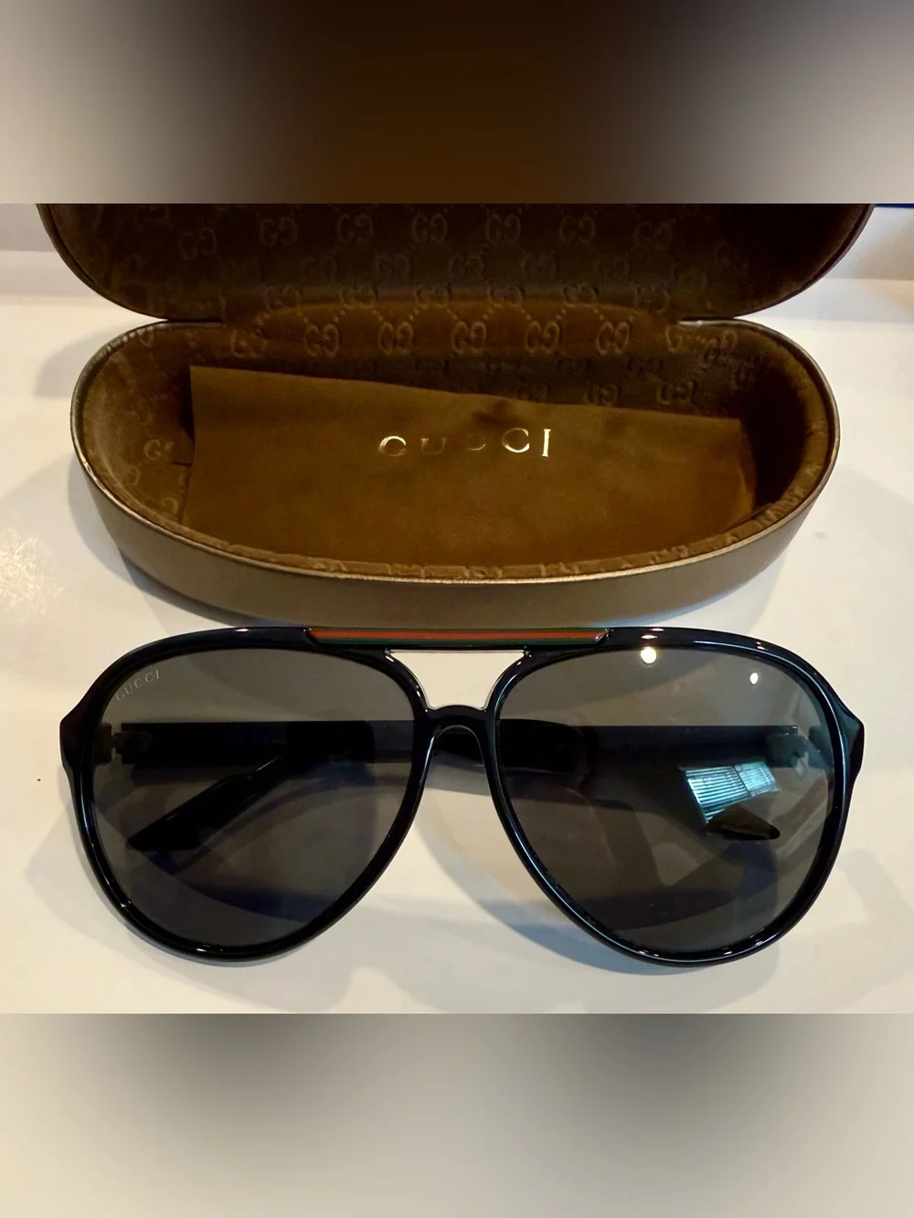 Gucci GG1627/S Aviator Sunglasses Black Italy w/ Case Box